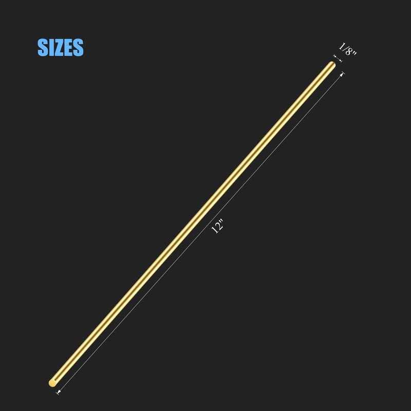 DYWISHKEY 10 Pieces 12 inches 1/8 inch Brass Rods, Brass Round Stock Lathe Bar Stock for DIY Craft Making, Handle Pin, Brass Rod 1/8 inch in Diameter, 12 inches in Length - Image 3